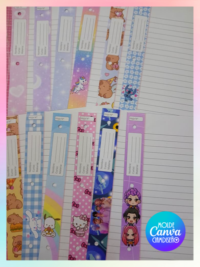 12 DISEÑOS HOJA N°3 RAYADA EDITABLE EN CANVA