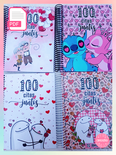 4 DISEÑOS CUADERNOS SAN VALENTÍN 100 CITAS JUNTOS