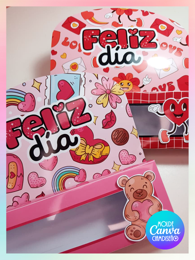 4 DISEÑOS CANVA CAJITA BOMBÓN SAN VALENTÍN