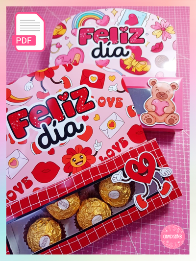 4 DISEÑOS PDF CAJITA BOMBÓN SAN VALENTÍN