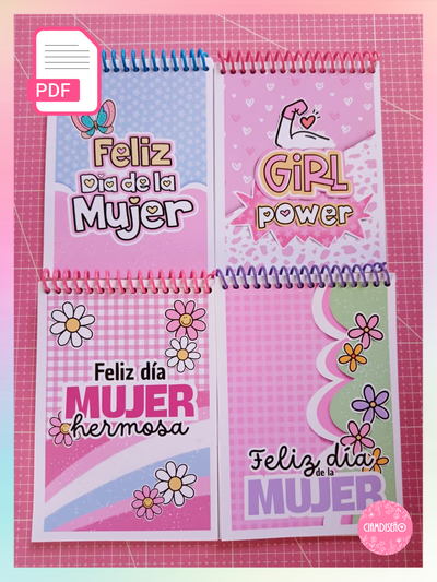 4 DISEÑOS ANOTADORES DÍA DE LA MUJER + INTERIOR 