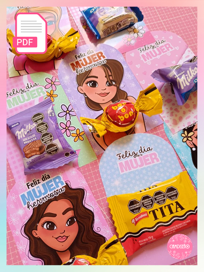 8 TARJETONES GOLOSINEROS DÍA DE LA MUJER 