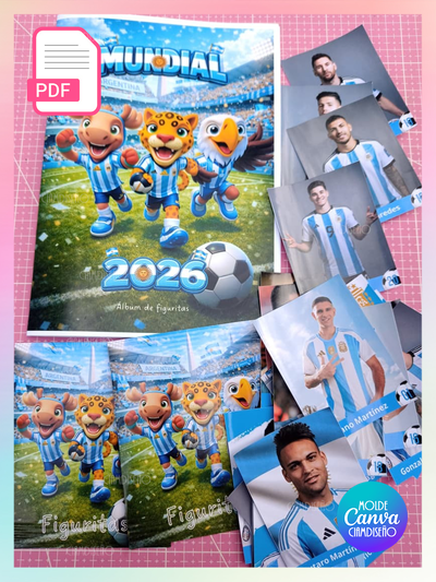 ÁLBUM DE FIGURITAS ARGENTINA MUNDIAL 2026 PDF Y CANVA