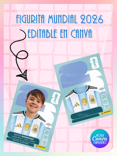 FIGURITA ARGENTINA MUNDIAL 2026 EDITABLE EN CANVA