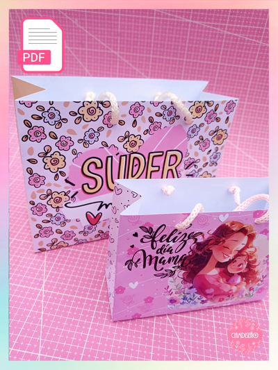 15 DISEÑOS BOLSITAS DE COMPRAS DIA DE LA MADRE (dos medidas)