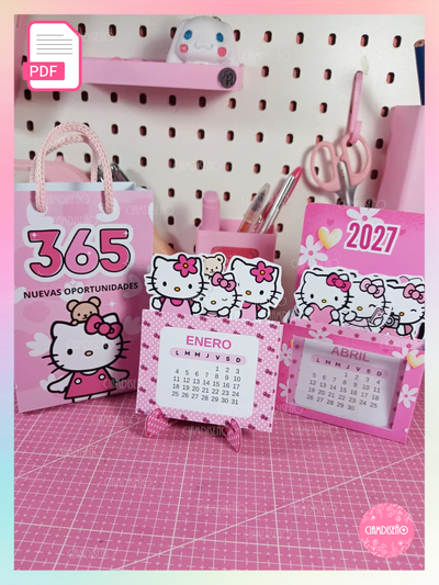 CALENDARIO 2027 KITTY CON BASE Y BOLSITA 