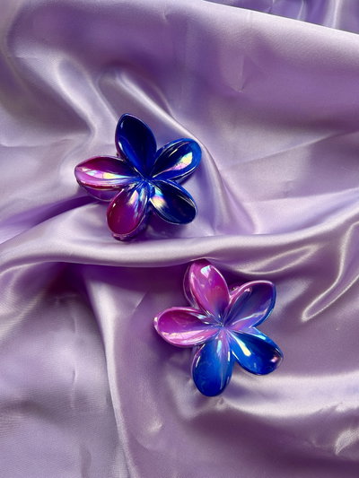 Broche Flor hawaiana 🌺 azul & rosa 