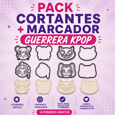 PACK X4 CORTANTES + MARCADOR GUERRERA KPOP