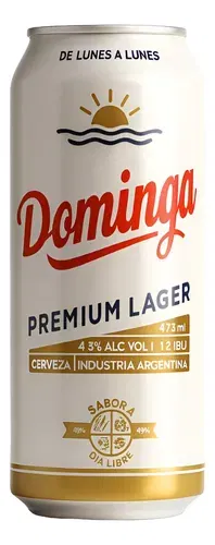 Cerveza Dominga  Premium Rubia Lager Lata 473ml Pack x6u
