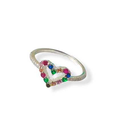 Anillo corazón multicolor
