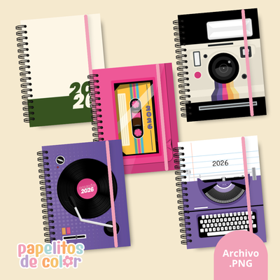 Pack 25 Portadas Agendas – Retro A5