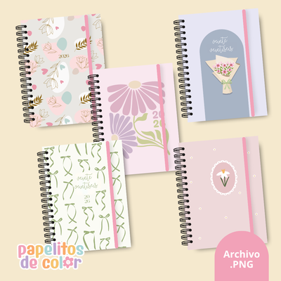 🌸 Pack 25 Portadas Agendas – Kit 10
