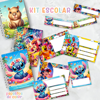 🎒 Kit Escolar – Etiquetas + Tapas  ✨📚