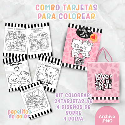 💌Combo Tarjetas para Colorear –  San Valentín 💕