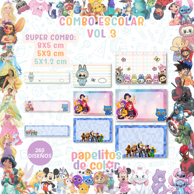 🎒Vol. 3 – Etiquetas Escolares  | +200 Diseños🏷️