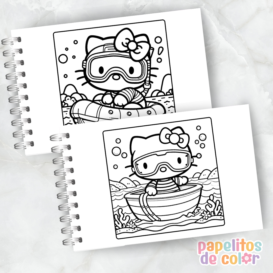 💖Libro para pintar Hello Kitty Vol. 2 🎀🐱 | Papelitos de color