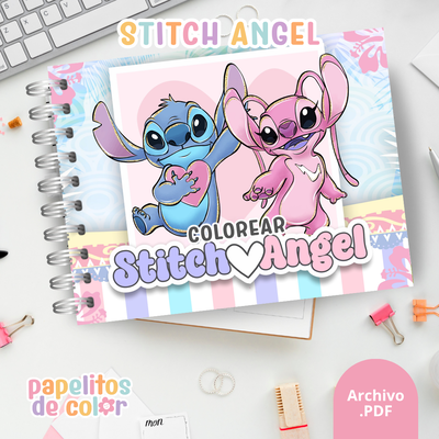 💙✨ Libro para pintar Stitch & Angel ✨💖