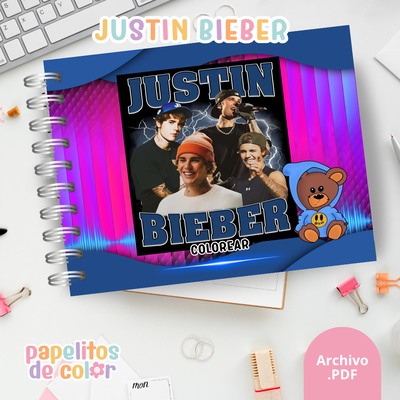 💜🎤 Libro para pintar Justin Bieber 🎤💜