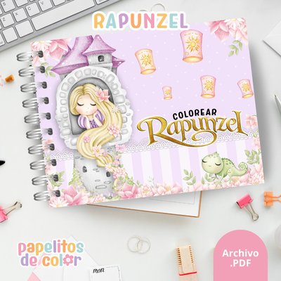 💜🌸 Libro para pintar Rapunzel 🌸💜
