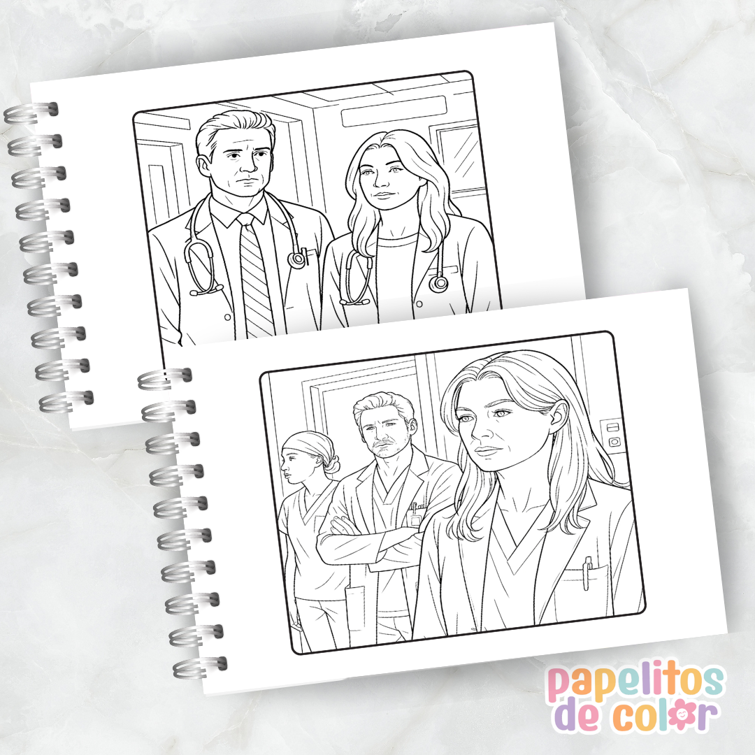 💙🏥 Libro para pintar Grey’s Anatomy 🏥💙 | Papelitos de color