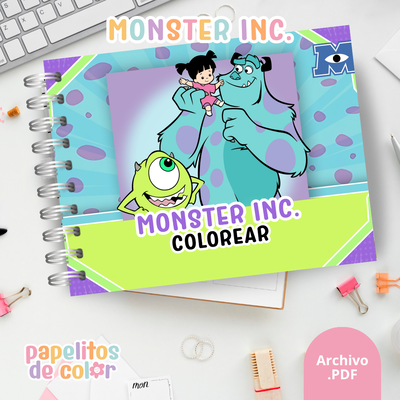 💚👁️ Libro para pintar Monsters Inc 👁️💚