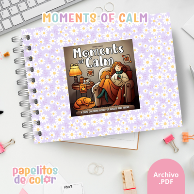 🌸☁️ Libro para Pintar Moments of Calm ✨🎨
