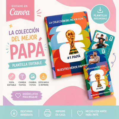 🏆 Álbum Mundial Día del Padre VOL .2 – Editable en Canva