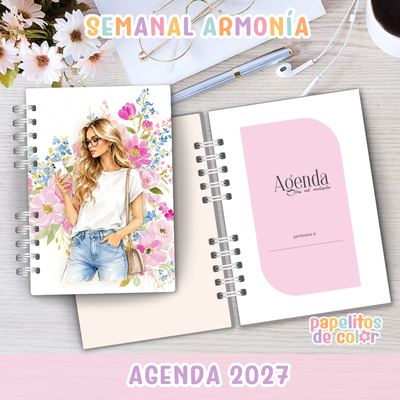 📖🌸 Agenda Armonía - Semanal 2027 ✨🗓️