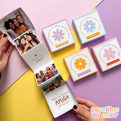 💛 Caja con Tira de Fotos Imprimible – Día del Amigo