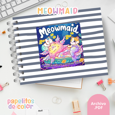 🧜‍♀️🐱 Libro para Pintar Meowmaid  ✨