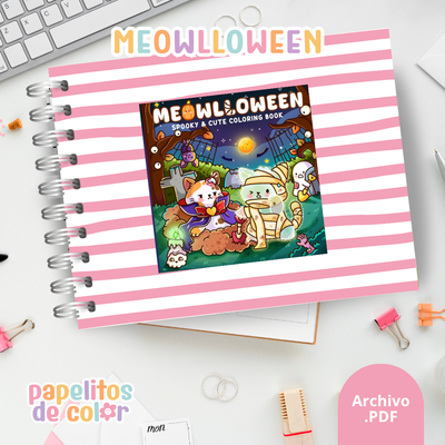 🎃🐱 Libro para Pintar Meowlloween ✨