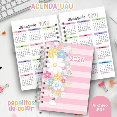 Agenda Uau 2026 – 2 Días por Hoja 🌸📔✨