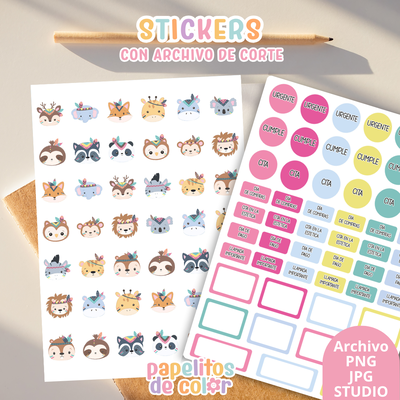 Stickers Kit 2 – 6 Planchas A5 + Archivo de Corte 🌸✨