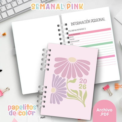 Agenda Semanal Pink 2026 💕