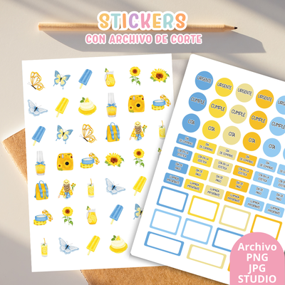 Stickers Kit 4 – 6 Planchas A5 + Archivo de Corte 💗🌟