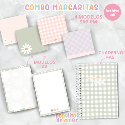 Combo Margaritas – Pack de papelería 🌼✨