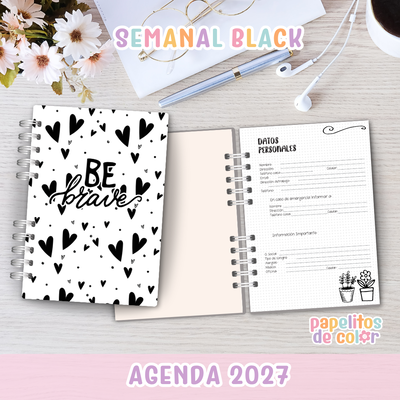 🖤 Agenda Black 2027  - Semanal 🖤