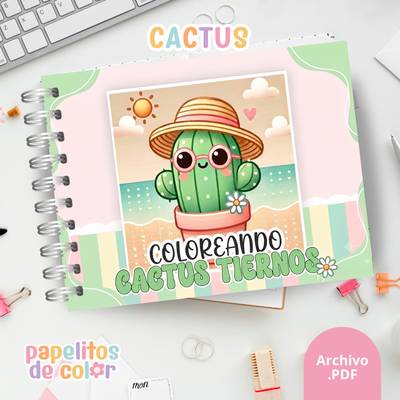 🎨 Libro para Pintar de Cactus 🌵💚✨