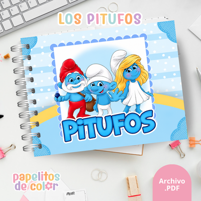 🎨 Libro para Pintar de Los Pitufos 💙🍄✨
