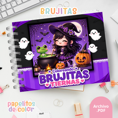 🎨 Libro para Pintar de Brujitas 🧙‍♀️✨