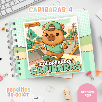 🎨 Libro para Pintar de Capibaras Vol. 4 🦫🌸✨