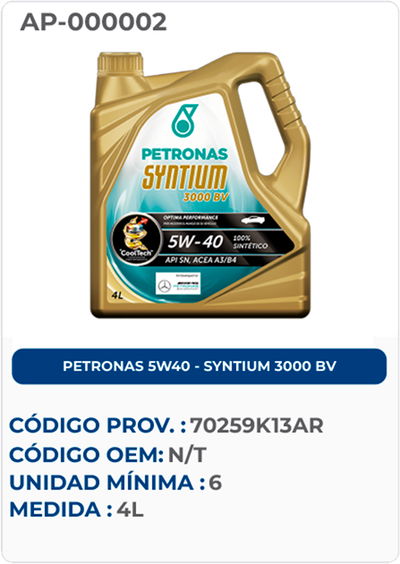 PETRONAS 5W40 - SYNTIUM 3000 BV