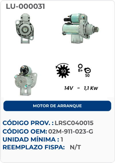 MOTOR DE ARRANQUE 02M-911-023-G