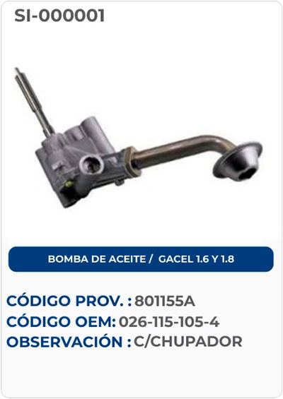 BOMBA DE ACEITE / CACEL 1.6 Y 1.8