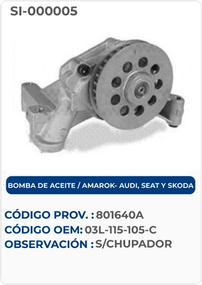BOMBA DE ACEITE / AMAROK - AUDI, SEAT Y SKODA