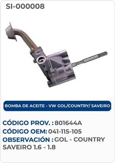 BOMBA DE ACEITE VW GOL/COUNTRY/SAVEIRO