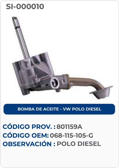 BOMBA DE ACEITE VW POLO DIESEL