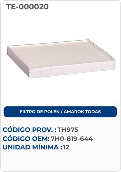 FILTRO DE POLEN / AMAROK TODAS