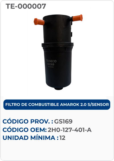 FILTRO DE COMBUSTIBLE AMAROK 2.0 S/SENSOR