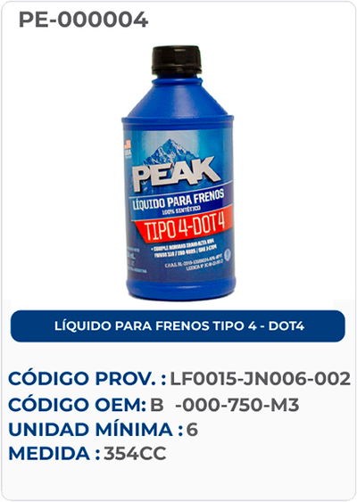 LÍQUIDO PARA FRENOS TIPO 4 - DOT4 B  -000-750-M3